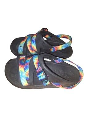 Chaco Tie Dye Unisex-Child Chillos Sport‎ Sandal Size 4 Rainbow Colorful Black